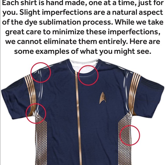 Popfunk Classic Star Trek Discovery Uniform T Shirt- Adult Short Sleeve T Shirt - Picture 3 of 3